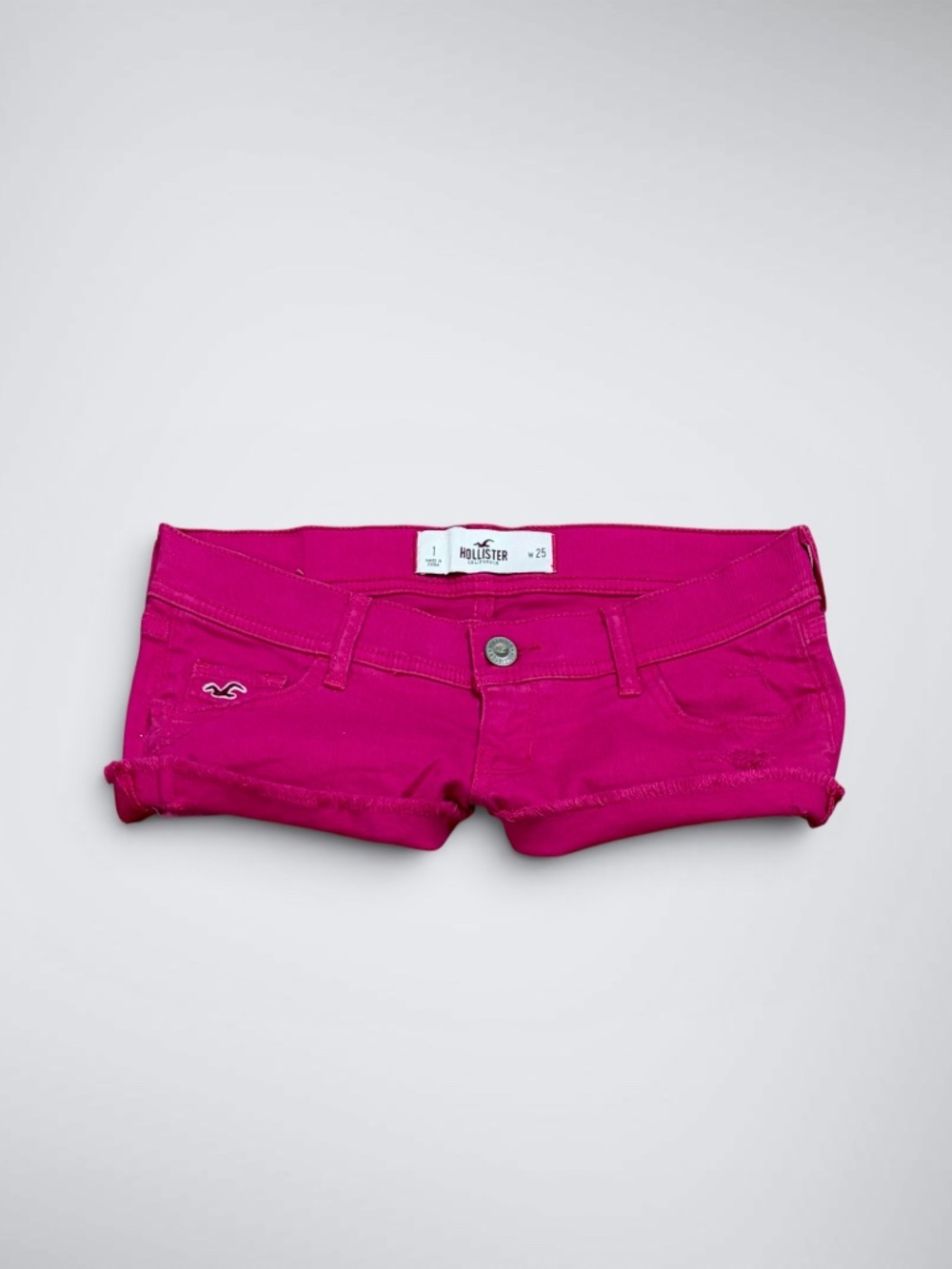 Early 2000s Hollister Hot Pink Ultra Low Rise Micro Mini Shorts